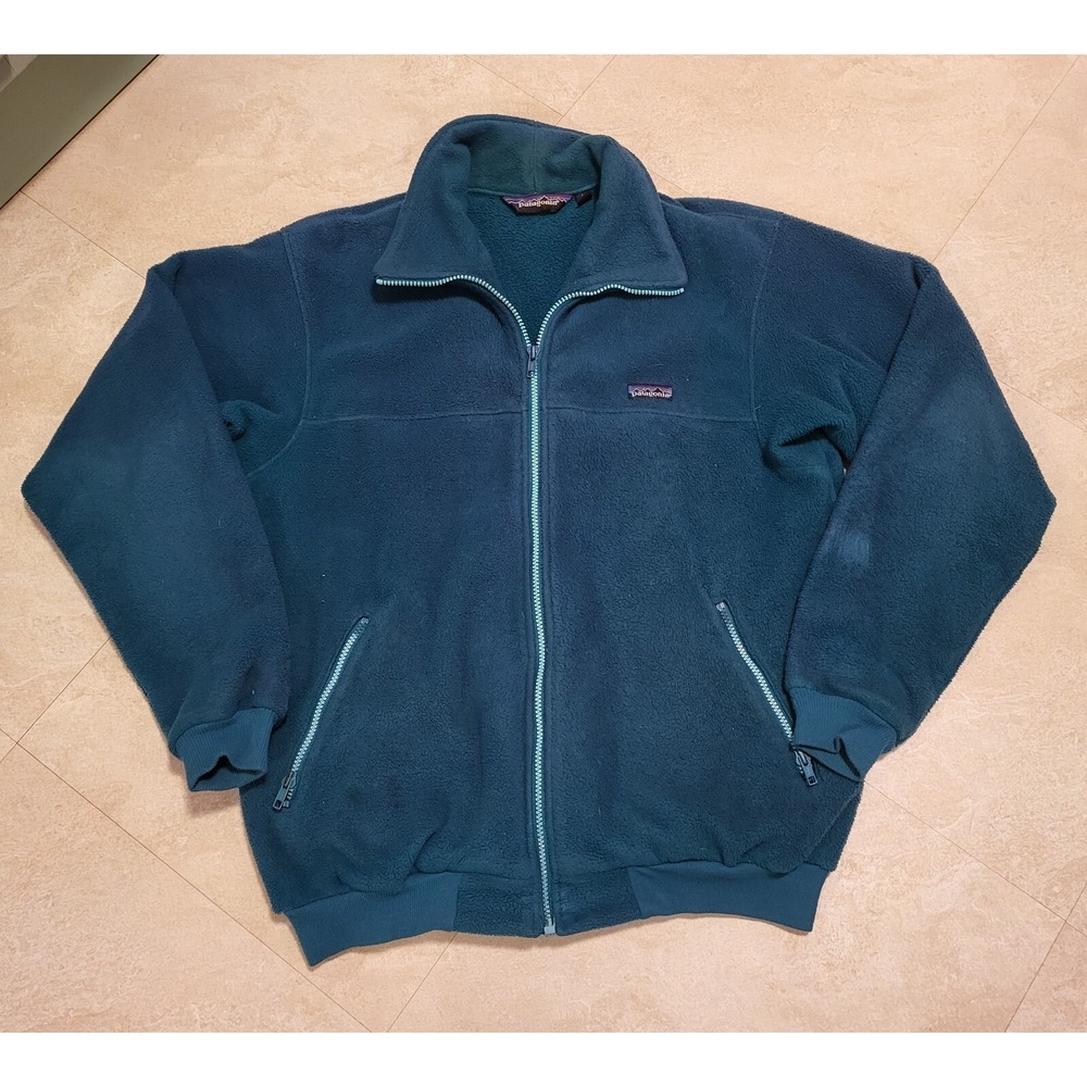 VTG 80s 90s Patagonia Mens L Large Full Zip Fleece USA Made Sweatshirt Jacket